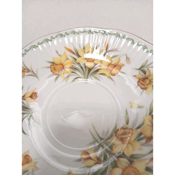 VNTG Queen’s March Daffodil Saucer White Fine Bone China Yellow Floral Dainty - Picture 15 of 15